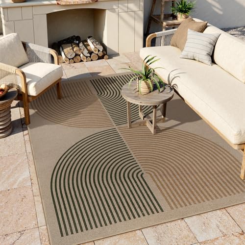 Modern Rainbow Easy Jute Rug (5' x 7' (Rectangular) / Nature/Bi-color Rainbow)
