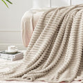 3D Ribbed Jacquard Linen Fleece Twin Blanket for Couch (Linen / Twin(60"x80"))
