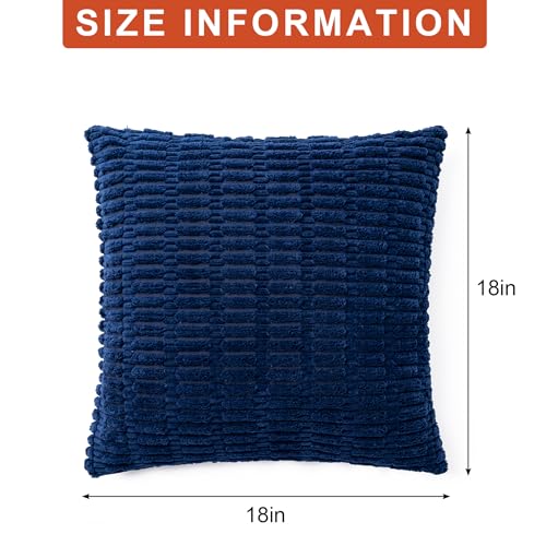 Pack of 2 Corduroy Decorative Throw Pillow Covers 18x18 Inch (Blue / 18" x 18" (Pack of 2))