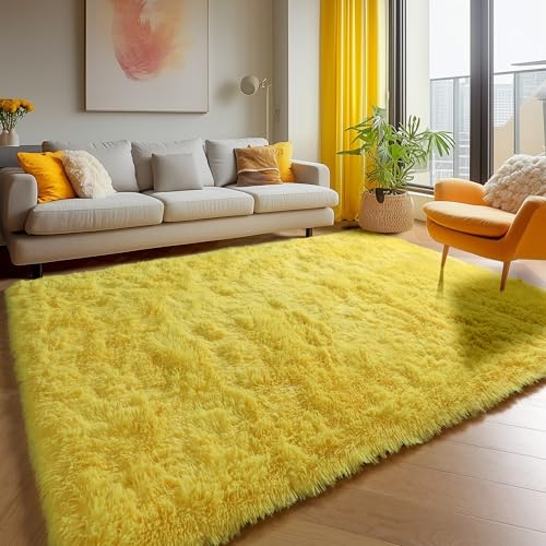 Yellow Area Rugs for Bedroom Living Room (Yellow / 4' x 6' (Rectangular))