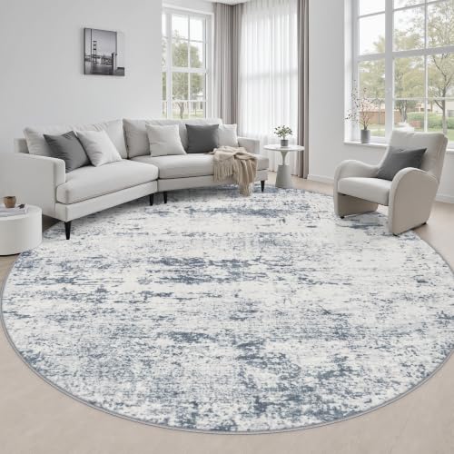 Round Area Rug Living Room (Blue Grey / 8' (Round))