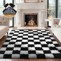 Checkered Black & White Rug for Living Room Bedroom (Checkered Black & White / 4' x 6' (Rectangular))