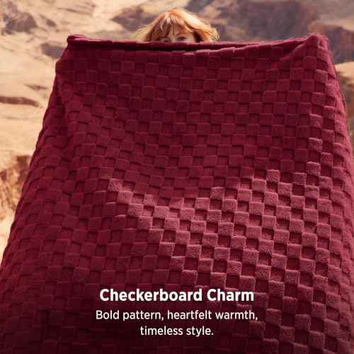 Checkered Soft Cozy Throw Blanket for Couch (Red / Throw (50" X 60"))