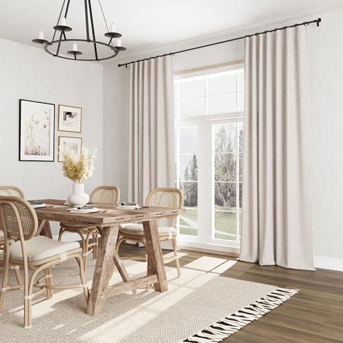 100% Blackout Curtains 84 Inch Length 2 Panels Set for Living Room Bedroom Back Tab Thermal Insulated Black Out Linen Drapes Room Darkening Window Curtains 84 Inches Long (Sand Beige / 52"W x 84"L (Pack of 2))