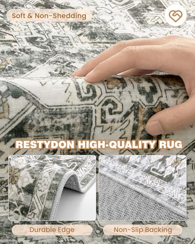 Kitchen Runner Rug Non Slip Washable Rugs 2.5x8 (Grey/Beige / 2'6" x 8' (Runner))