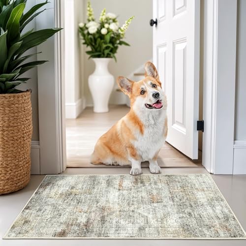 2x3 Rug Non Slip (Grey/Rust / 2' x 3' (Rectangular))