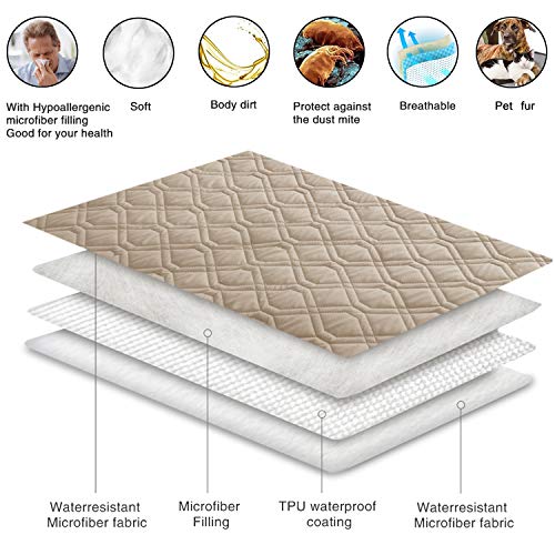 Waterproof Dog Bed Cover Pet Blanket for Furniture Bed Couch Sofa Reversible (30x53 Inch (Pack of 1) / Cream+beige)