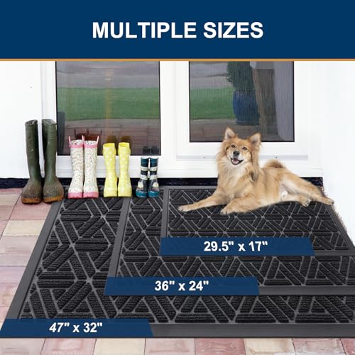 Front Door Mat Outside Entrance (Black / 47" X 23")