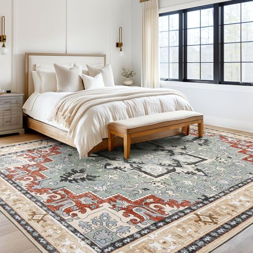 6x9 Area Rugs for Living Room and Bedroom (Beige Orange / 6' x 9' (Rectangular))