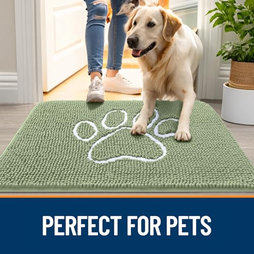 Dog Door Mat for Muddy Paws 70x46 (Sage Green / 70" X 46")
