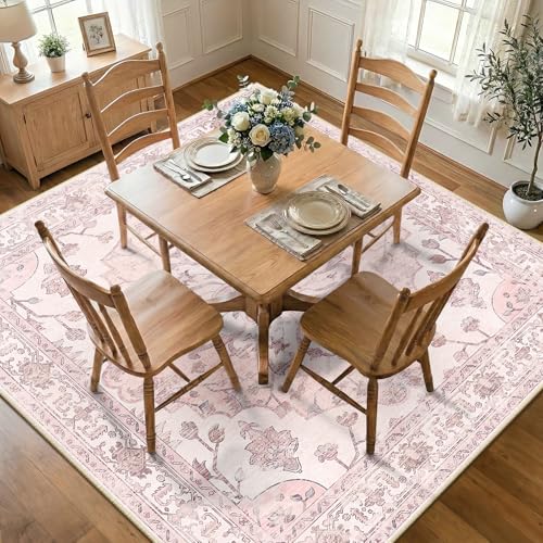 Washable Area Rug (Pink / 7' x 7' (Square))