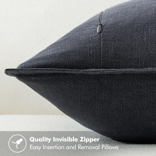 Decorative Linen Pillow Covers 20x20 Inch Dark Gray (Dark Gray / 20" x 20" (Pack of 2))