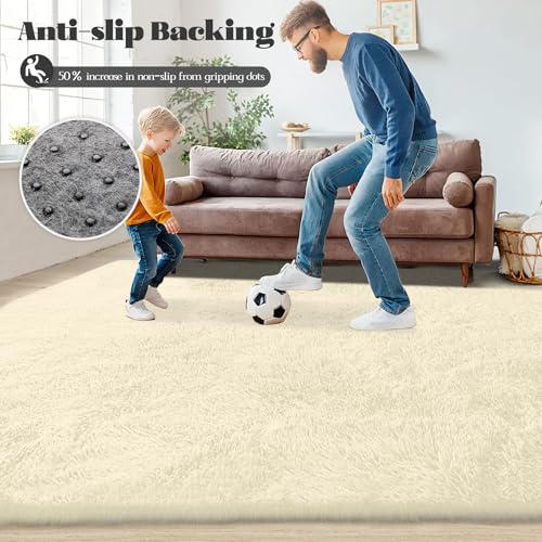 5x8 Area Rug for Living Room (Cream White / 5' x 8' (Rectangular))