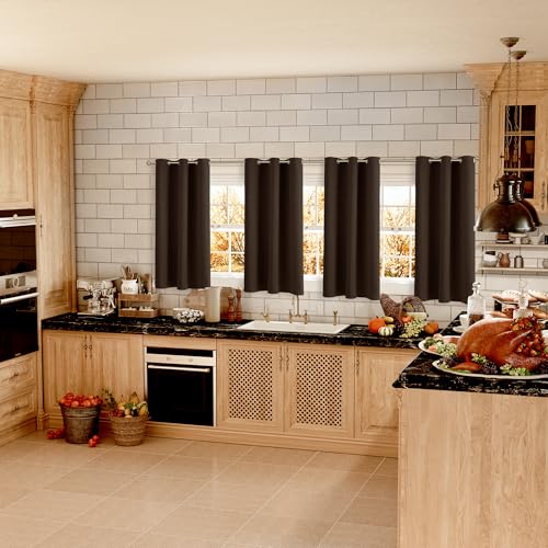 Short Curtains for Small Window 45 Inch Long (Brown / 38"W x 45"L (Pack of 2))