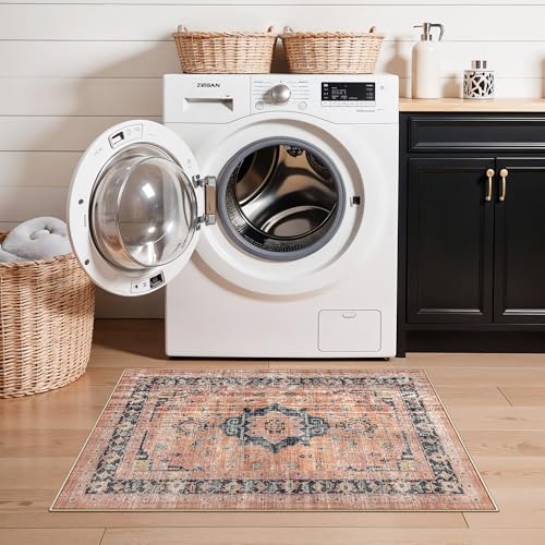 Washable 2x3 Small Area Rug (2' x 3' (Rectangular) / Orange)