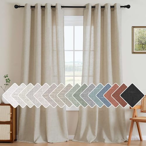 Living Room Linen Curtains (52"W x 84"L (Pack of 2) / Castle Wall)