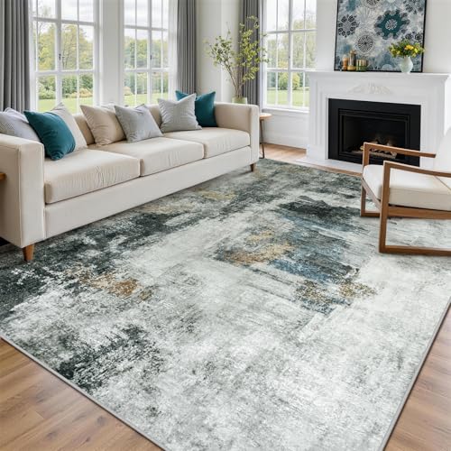 9x12 Area Rugs for Living Room Washable Bedroom Dining Room Black Gold (Black Gold/Multi / 9' x 12' (Rectangular))