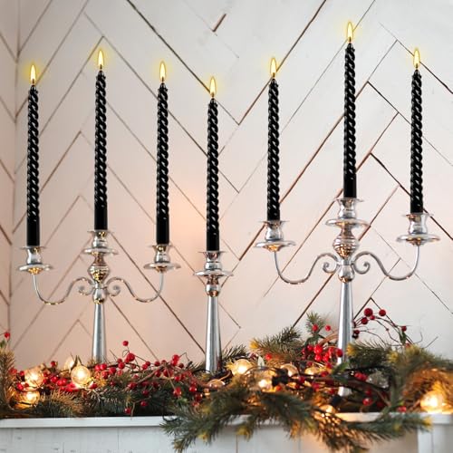 10 Inch Black Spiral Taper Candle Set (12 Black)
