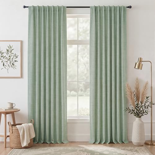 Sage Green 100% Blackout Curtains 96 Inch Long for Bedroom (Sage Green / 52"W x 96"L (Pack of 2))