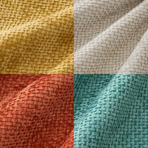 Decorative Chenille Fall Pillow Covers Orange Teal 20x20 Pack of 4 (20" x 20" (Pack of 4) / Orange Teal)