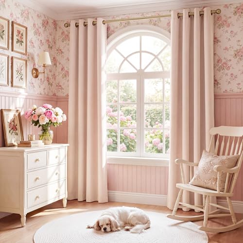 Blush Pink Blackout Curtains for Bedroom 52" w x 84" L 2 Panels (52"W x 84"L (Pack of 2) / Blush Pink)