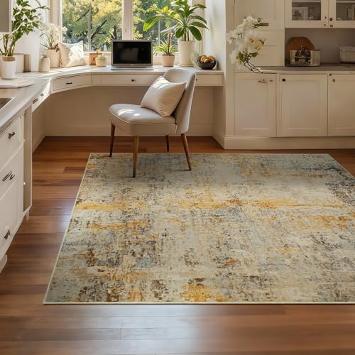 Entryway Rug 3x5 Beige Bedroom Area Rug Washable Non Slip Abstract Boho Rugs for Indoor Entry (Beige / 3' x 5' (Rectangular))