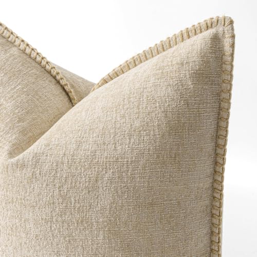 Decorative Couch Throw Pillow Covers 22x22 Inch Beige 2 Pack (Beige / 22" x 22" (Pack of 2))