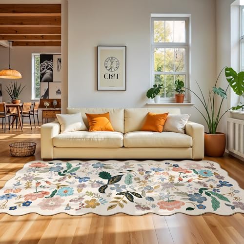 Hallway 4x10 Washable Area Rugs (4' x 10' (Rectangular) / Cream/Floral)