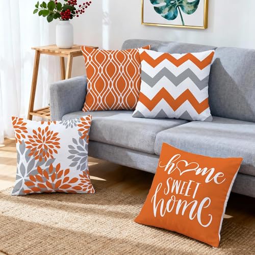 Throw Pillow Covers 16x16 (Orange / 16" x 16" (Pack of 4))