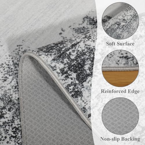 5x7 Area Rug for Living Room Soft Washable Abstract Rug (Black Gray / 5' x 7' (Rectangular))