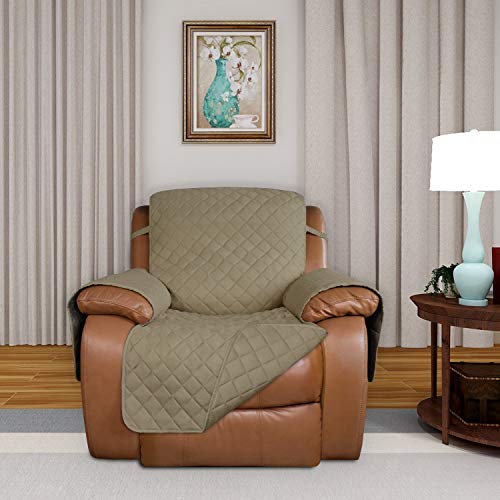 Reversible Recliner Chair Covers Couch Covers for Dogs (Large Recliner / Beige/Beige)
