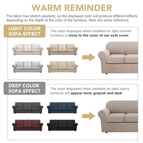 4 Piece Stretch Sofa Covers for 3 Cushion Couch Covers Furniture Slipcovers (X-Large / Sand)