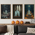 Vintage Halloween Cute Ghost Framed Wall Art Set (Vintage Halloween Wall Art / 16"L x 24"W)