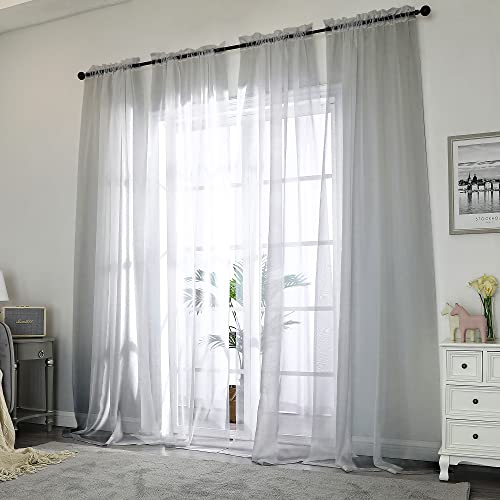 Charcoal Grey Sheer Curtains 108 Inch Length 2 Panels (Charcoal Grey / 42"W x 108"L (Pack of 2))