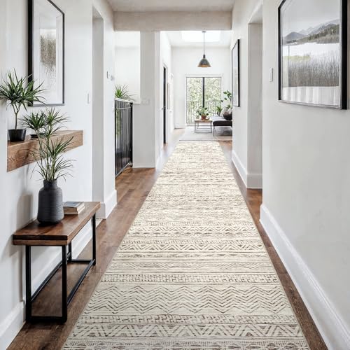 3x18 Runner Rug Washable Moroccan (Beige / 3' x 18')
