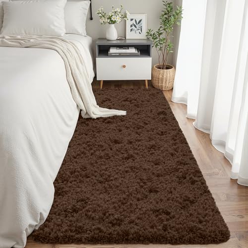 2x6 Fluffy Shag Area Rugs for Living Room Bedroom (Brown / 2' x 6' (Rectangular))