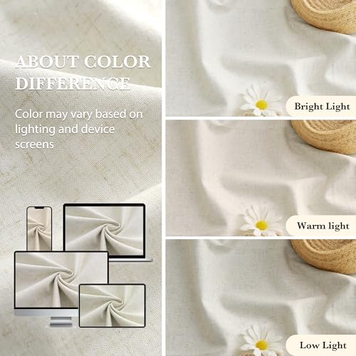 Cream Beige Linen 100% Blackout Curtains for Bedroom W52 x L78 (Cream Beige / 52"W x 78"L (Pack of 2))