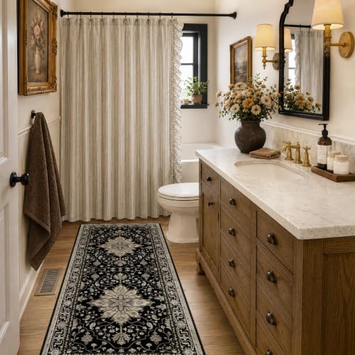 Washable Area Rug (Black/Neutral / 2' x 6' (Rectangular))