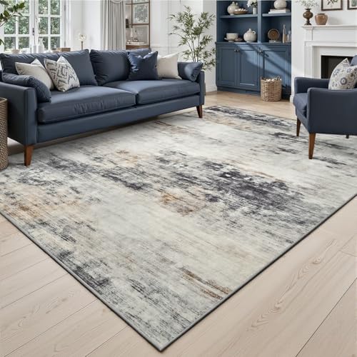 Washable 5x7 Area Rug with Non (Grey / Brown / 5' x 7' (Rectangular))
