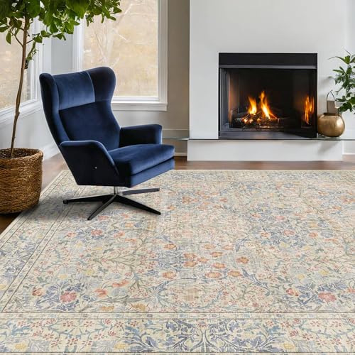 Washable Dining Room Rugs (Beige Blue / 6' x 9' (Rectangular))