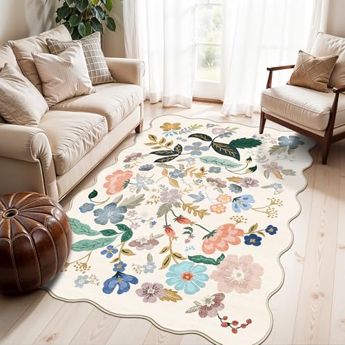 4x6 Living Room Area Rugs (4' x 6' (Rectangular) / Cream/Floral)