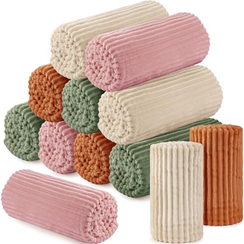 12 Pcs Flannel Blankets Bulk (Multicolor)