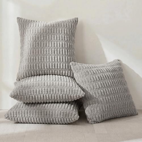 4 Packs Decorative Throw Pillow Covers for Living Room Couch Bed (24" x 24" (Pack of 4) / Gray)