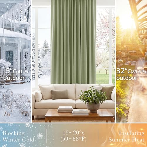 Short Blackout Curtains (Meadow Green / 42"W x 45"L (Pack of 2))