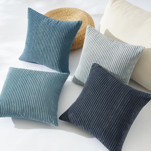 BlueGray Throw Pillow Covers 18x18 Inch Set of 4 (Bluegrey / 18" x 18" (Pack of 4))