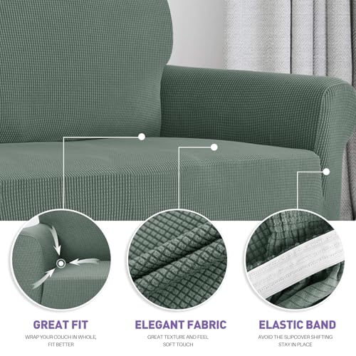 Stretch Oversized Couch Cover Universal Sofa Covers for Living Room Dogs Pet Furniture Protector Spandex Extra Large Sofa Slipcovers with Anti Slip Foam Sticks (Pea Green / X-Large (92"-115"))
