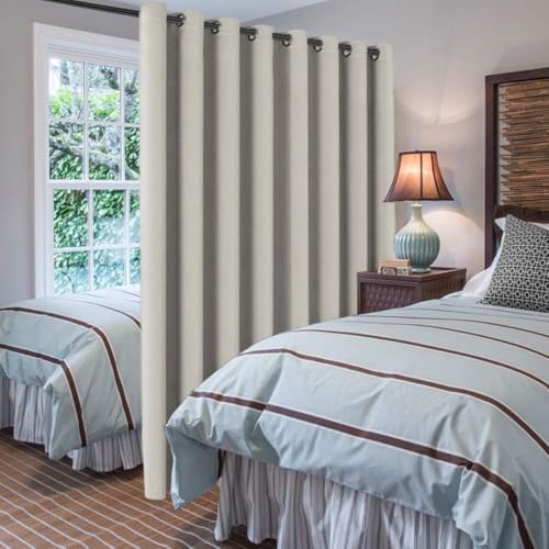 Blackout Patio Curtains 100 x 96 Inches for Sliding Door Extral Wide Blackout Curtain Panels Thermal Insulated Room Divider (100"W x 96"L (Pack of 1) / Ivory/Cream)