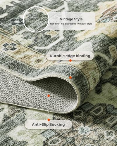 Amada Large 9x12 Washable Area Rug for Living Room (9' x 12' (Rectangular) / Green/Brown)