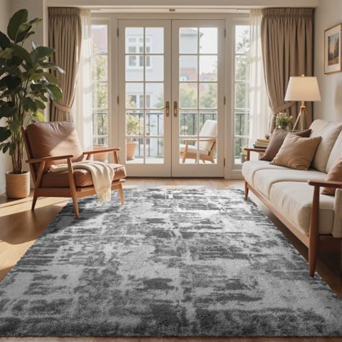 5x7 Ft Large Shag Rugs for Bedroom Living Room (Fd Grey 5sm12 / 5' X 7' (Rectangular))
