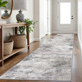 Abstract Runner Rug 3x16 Ft Washable Runners for Hallways (Ash Grey/Beige / 3' x 16' (Rectangular))